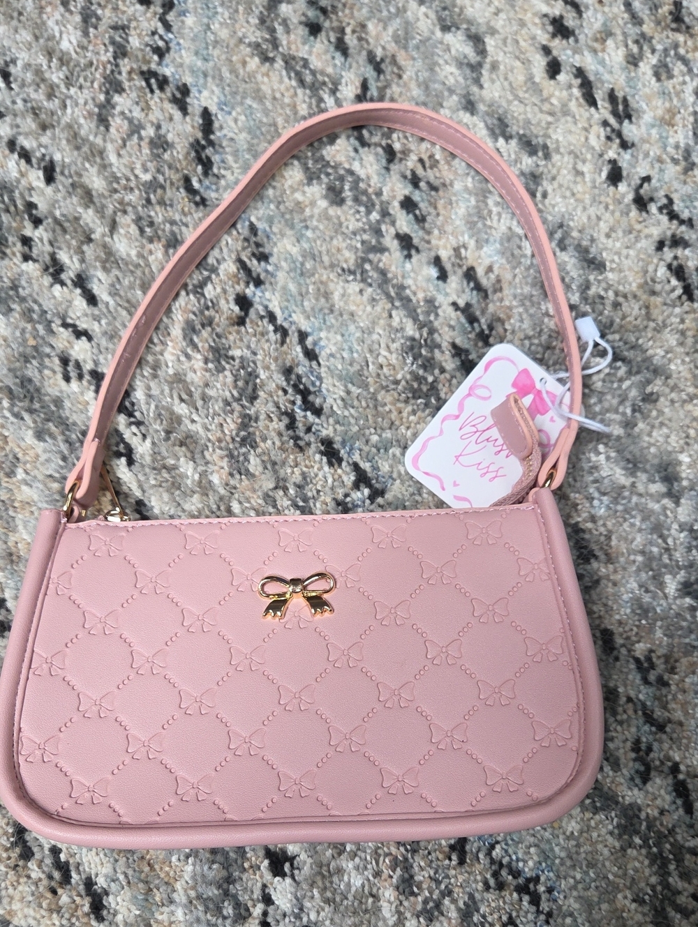 Blush Pink Bow-Embellished Shoulder Bag